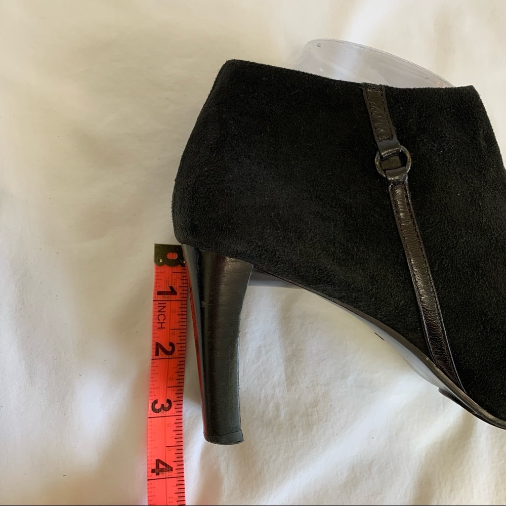 Bandolino Black Suede Urbane Zipper Booties, square toe, high heels, women’s 9 - Picture 11 of 16